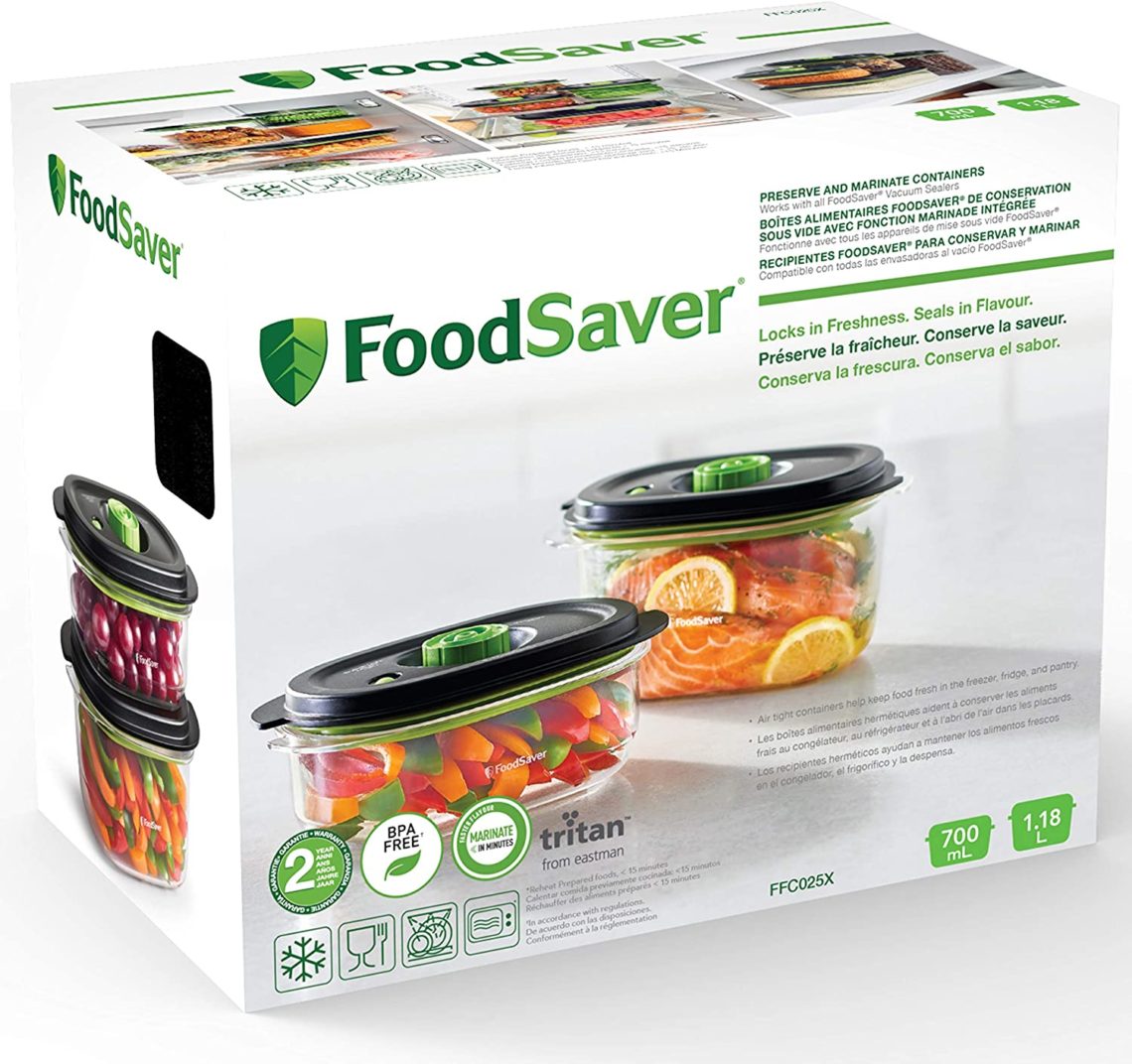 FOODSAVER PRESERVE & MARINATE VACUUM CONTAINER 2 PACK (0.7L + 1.2L