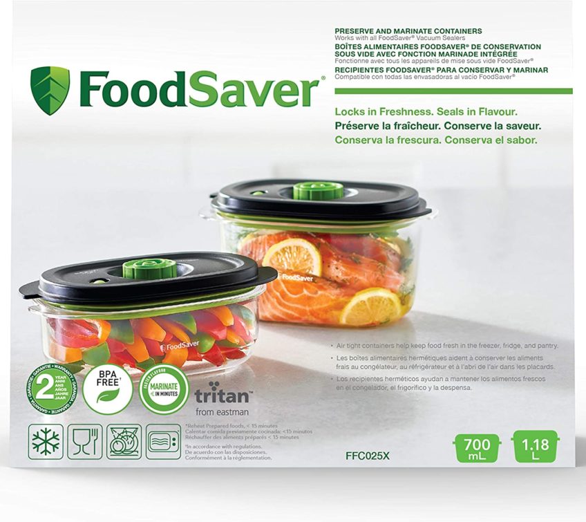 FOODSAVER PRESERVE & MARINATE VACUUM CONTAINER 2 PACK (0.7L + 1.2L