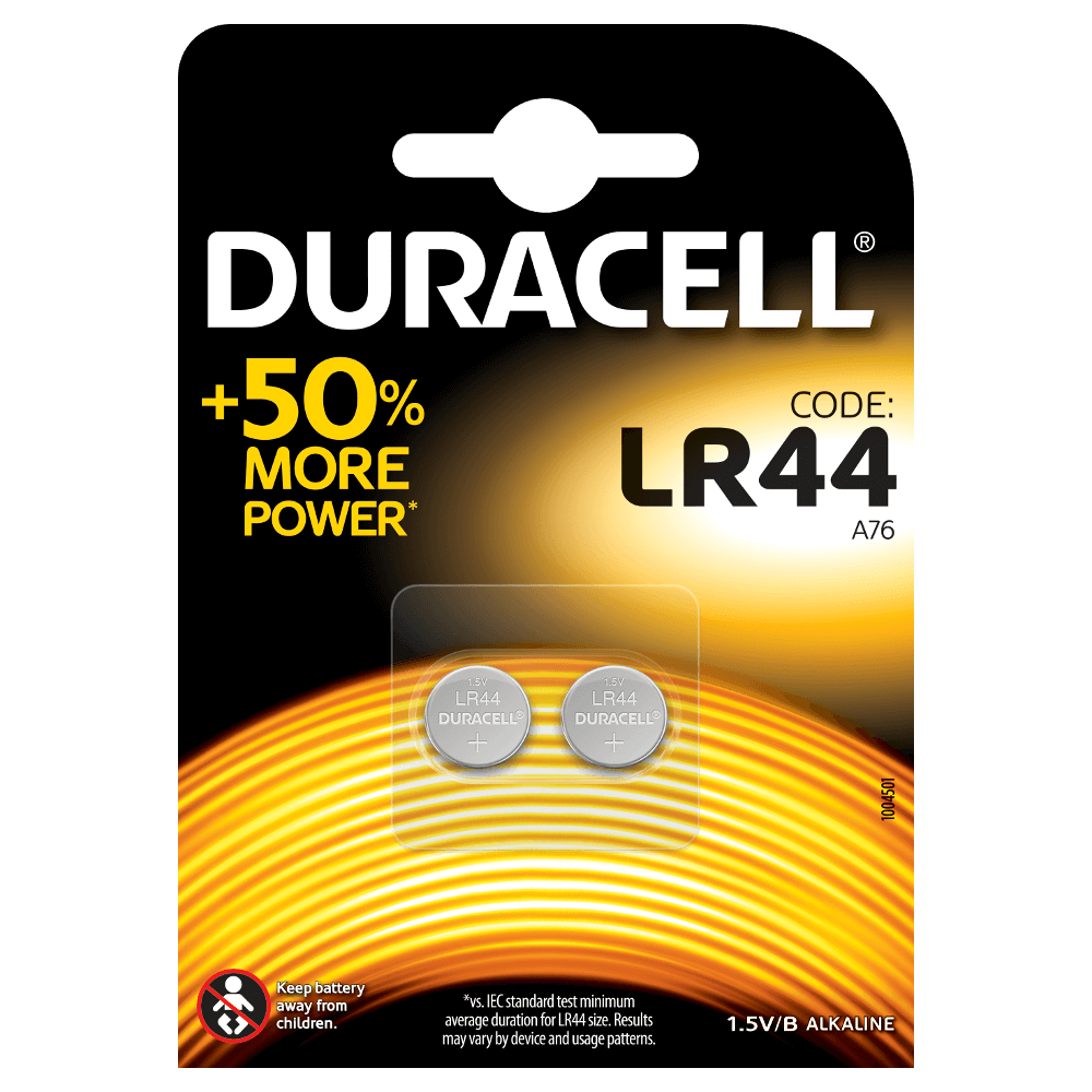 DURACELL SPECIALTY LR44 ALKALINE BUTTON (x2)