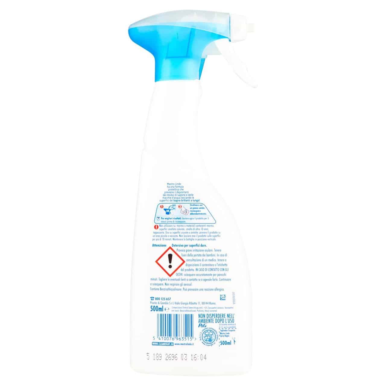 MASTRO LINDO BATHROOM CLEANER SPRAY 500ML MASTRO LINDO BATHROOM CLEANER SPRAY 500ML