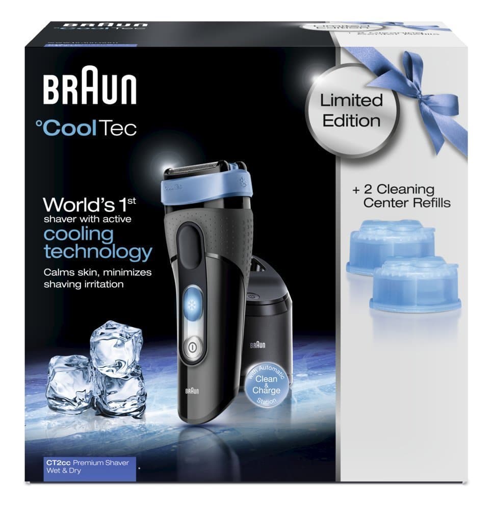 BRAUN SHAVER COOLTEC 2cc + 2 CLEANING CENTER REFILLS