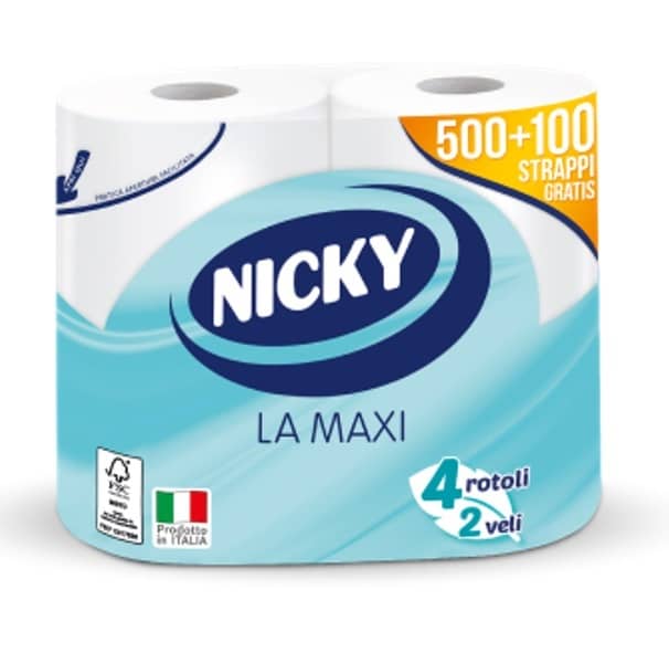 NICKY TOILET PAPER LA MAXI 2 PLY 4 ROLLS NICKY TOILET PAPER LA MAXI 2 PLY 4 ROLLS