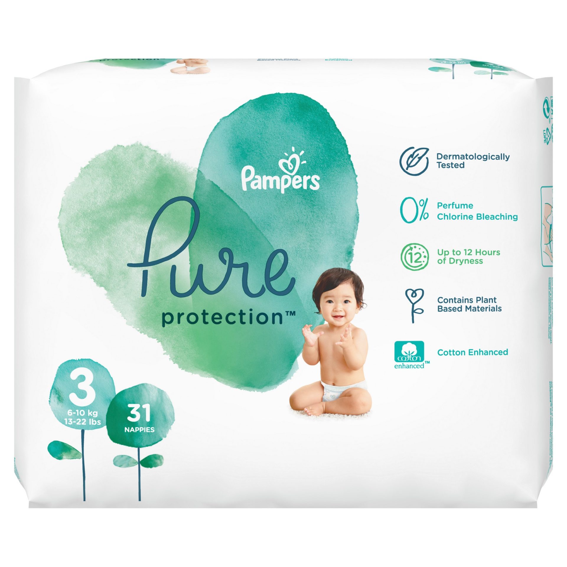 PAMPERS VALUE PACK PURE MIDI SIZE 3 (By 31 nappies) (NEW) VJ Salomone