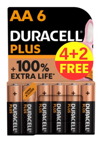 DURACELL PLUS AA x6s - 4+2 FREE