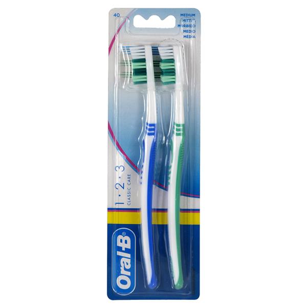 ORAL B TBRUSH CLASSIC CARE 123 40MED X2