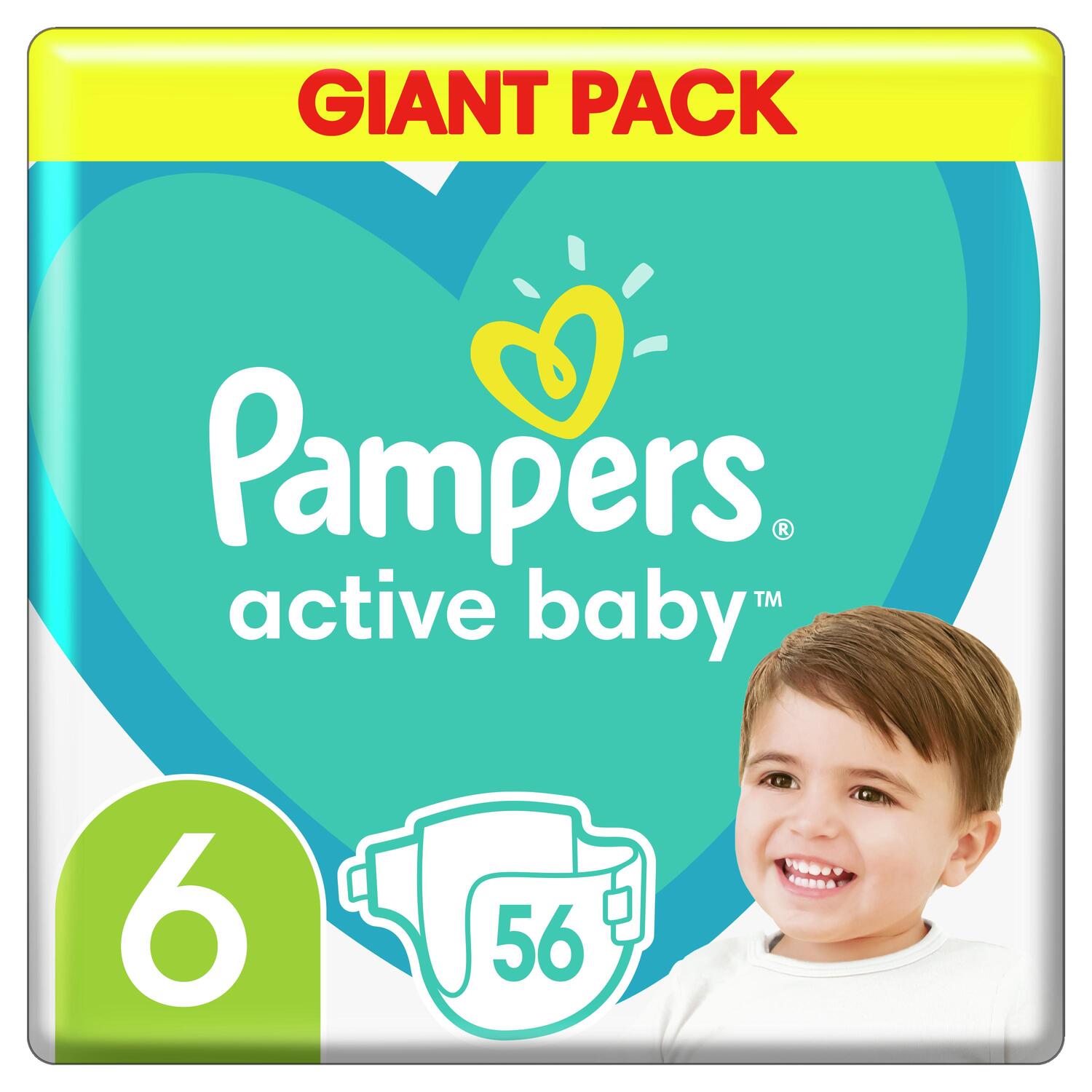 PAMPERS GIANT ACTIVE BABY 6 EXTRA LARGE X56