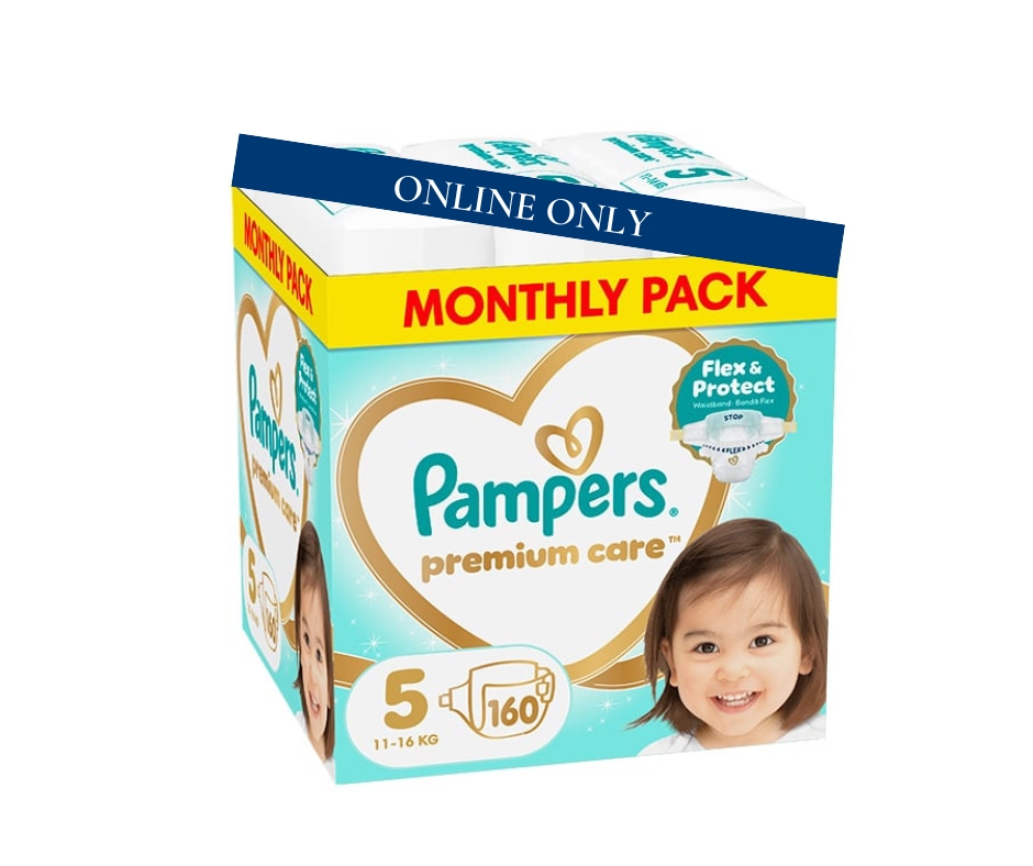 PAMPERS MONTHLY PACK PREMIUM 5 - 160 NAPPIES
