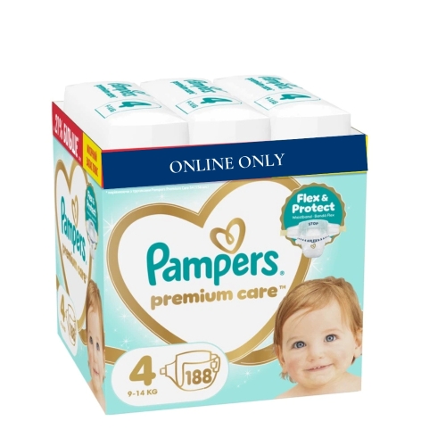 PAMPERS MONTHLY PACK PREMIUM 4 -188 NAPPIES