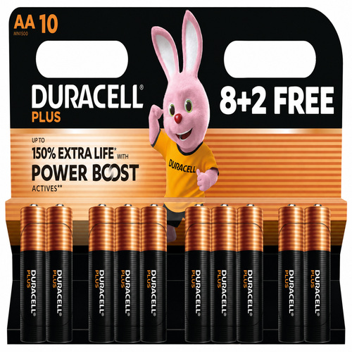 DURACELL PLUS POWER BOOST AA (x10s) 8+2 FREE