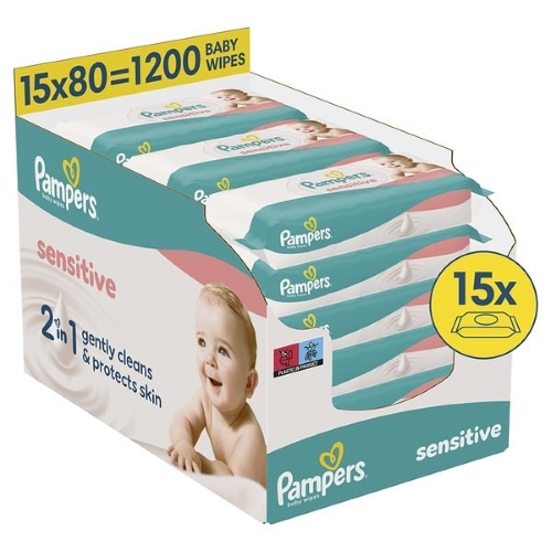 PAMPERS WIPES SENSITIVE BOX 15X80